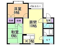 ウッディヴィレッヂA館 2LDKの間取図画像