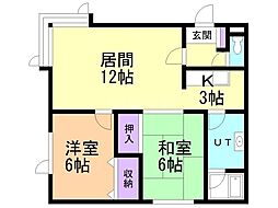 リバーサイド15 2LDKの間取図画像