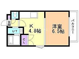 シティ・アドレ水車町 1Kの間取図画像
