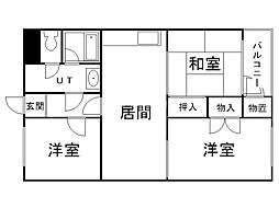 第2パールハイム 3LDKの間取図画像
