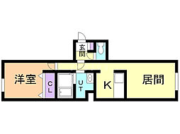 ルミエールサガノ2 1LDKの間取図画像