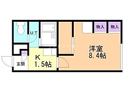 レオパレス樹 1Kの間取図画像