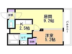 ファクター学園前 1LDKの間取図画像