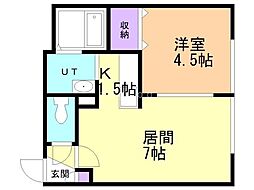 カトリーヌ 1LDKの間取図画像