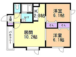 フォレストヒルズ 2LDKの間取図画像