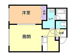 フォレスト里塚 1LDKの間取図画像