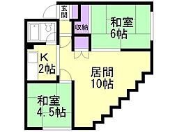 ハイツリバーサイド 2LDKの間取図画像