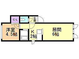 フォレスト栄通 1LDKの間取図画像