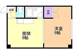 レジデンス静 1DKの間取図画像