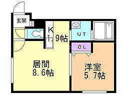 モンヴェール学園前 1LDKの間取図画像