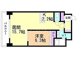 KKS羊ケ丘 1LDKの間取図画像