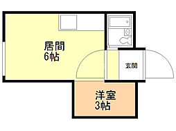 山田コーポ 1DKの間取図画像