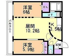 ミリオンスターヒルズ 2LDKの間取図画像