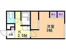 レオパレスこも家西 1Kの間取図画像