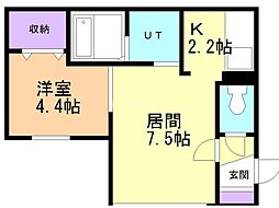 グローリー豊平 1LDKの間取図画像