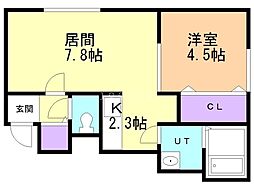 ラリュール真駒内 1LDKの間取図画像