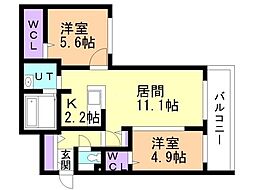 LSG SUMIKAWA 2LDKの間取図画像
