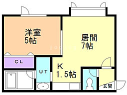 リッチヒルズ参番館 1LDKの間取図画像