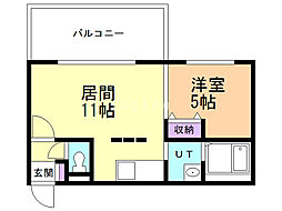 フェリーチェ 1LDKの間取図画像