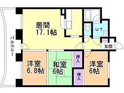 イーストセンタービル 3LDKの間取図画像