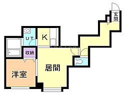 エクエス月寒 1LDKの間取図画像