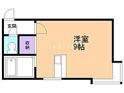 アローハイム ワンルームの間取図画像