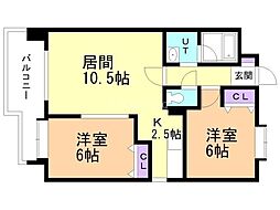 NOVA福住東 2LDKの間取図画像