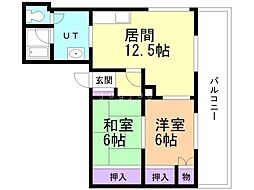 ハイツ真駒内 2LDKの間取図画像