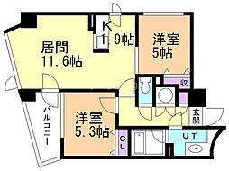 リオビスタ 2LDKの間取図画像