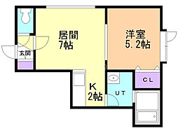 ヴィラ・フォルトゥーナ 1LDKの間取図画像