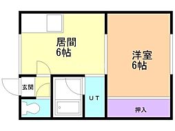 コーポ39 1DKの間取図画像
