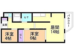 リバーヴィレッジ第1 2LDKの間取図画像