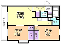 ハイグレード美園 2LDKの間取図画像