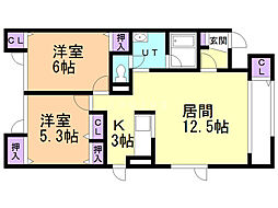ランプルール 2LDKの間取図画像