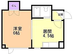 シャルム澄川 1DKの間取図画像