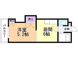 エンドレス三井 1DKの間取図画像