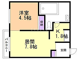 ビアン平岸 1LDKの間取図画像