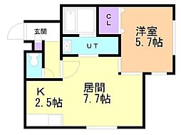 メゾンブレイニー 1LDKの間取図画像