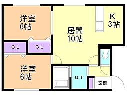 スライヴパレスB 2LDKの間取図画像