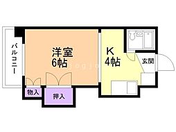 ホワイトヒルハウス 1Kの間取図画像