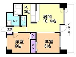 メープル川沿 2LDKの間取図画像