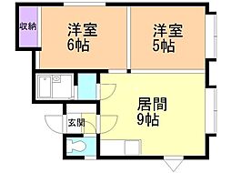 ニューライフ豊平 2LDKの間取図画像