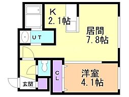 S-FORT月寒 1LDKの間取図画像