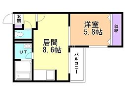 プロヴィデンス中の島 1LDKの間取図画像