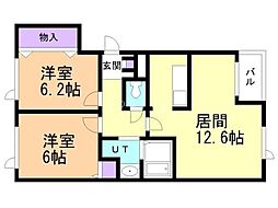 リーフガーデン藻岩2 2LDKの間取図画像