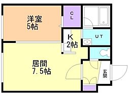 ピュアライフ5-3 1LDKの間取図画像