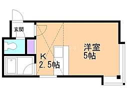 シーガルハウス 1Kの間取図画像