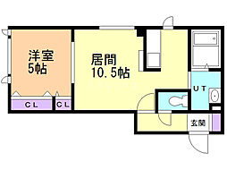 ハイステージ学園前 1LDKの間取図画像