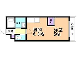 ブルーベル和田 1DKの間取図画像