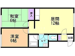 パン・リーヴル 2LDKの間取図画像
